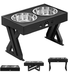 Comedero-bebedero Para Perros Altura Ajustable - Plato Acero