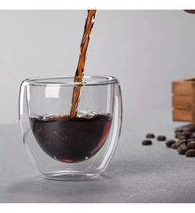 Set 4 Mug Taza Café Vaso Doble Pared 80 Ml Vidrio Termica
