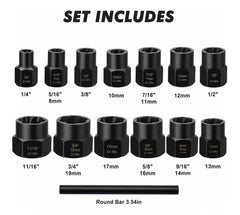 Set Dados Extractores Pernos Y Tuercas Rodadas 9 A 19mm