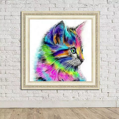 Juego De Pintura De Diamantes 5d De Gatito De Color