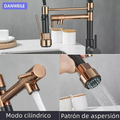 Grifo Llave Lavaplatos Monomando Cocina Extensible Triple