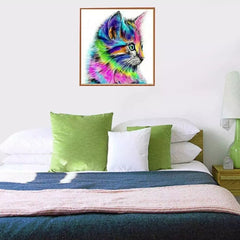 Juego De Pintura De Diamantes 5d De Gatito De Color