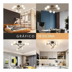 Lámpara De Techo Moderna 6 Luz E27 Lampara Colgantes Con Diy