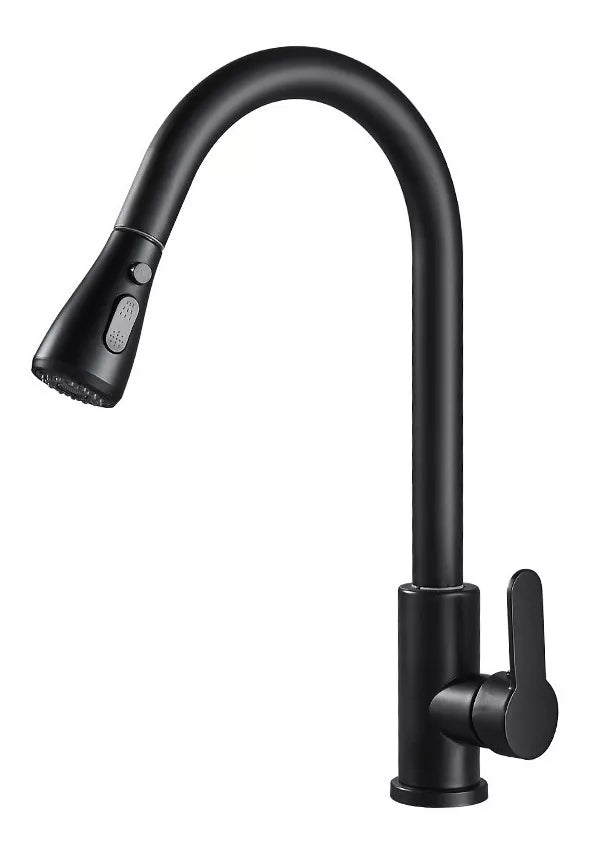 Llave Monomando de Lavaplatos Profesional Extraíble Negra