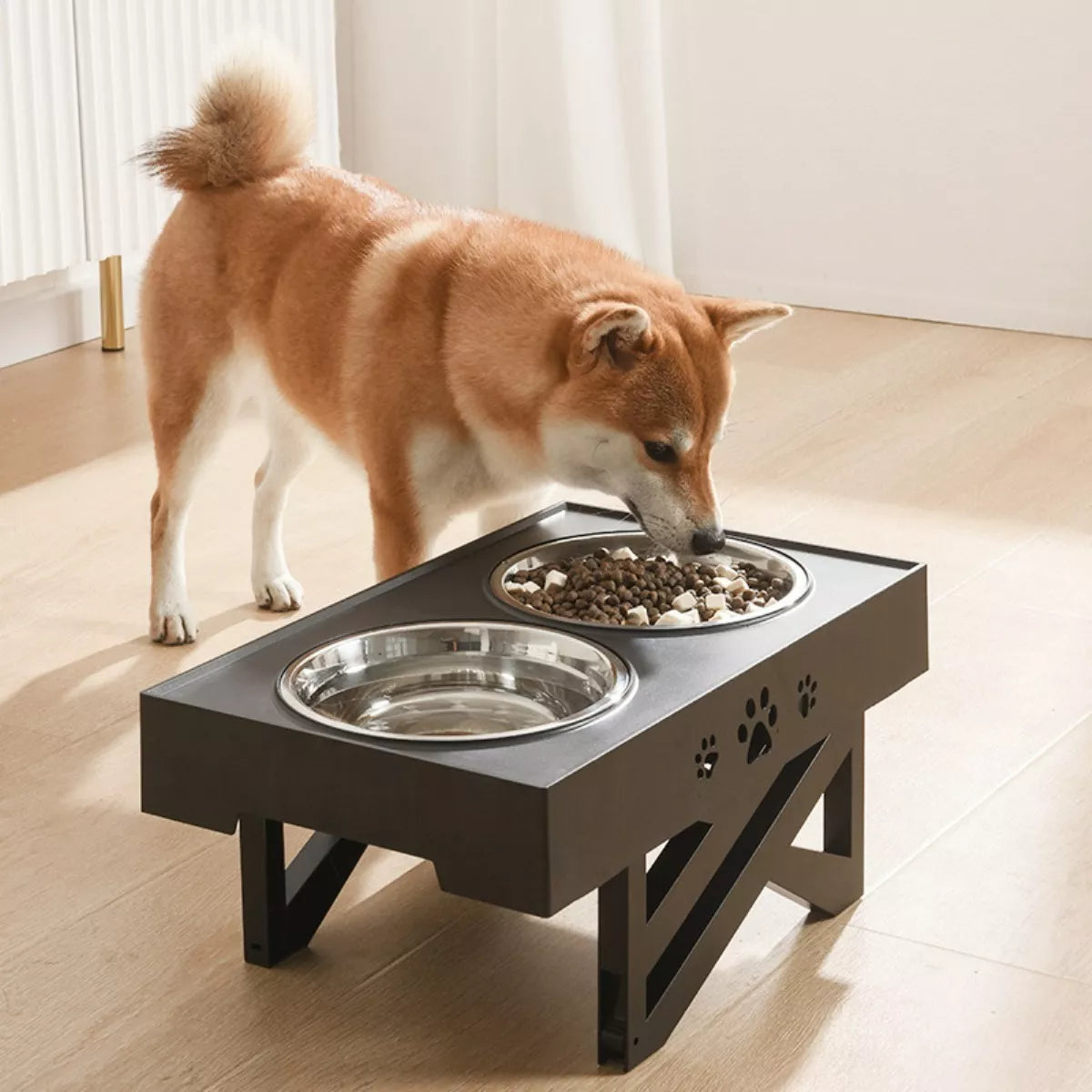 Comedero-bebedero Para Perros Altura Ajustable - Plato Acero