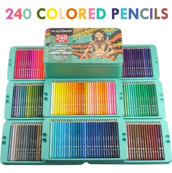 Set 240 Lápices Color Arte Profesional Dibujo Caja Metálica