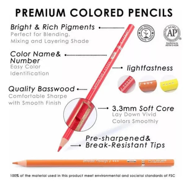 Set 240 Lápices Color Arte Profesional Dibujo Caja Metálica
