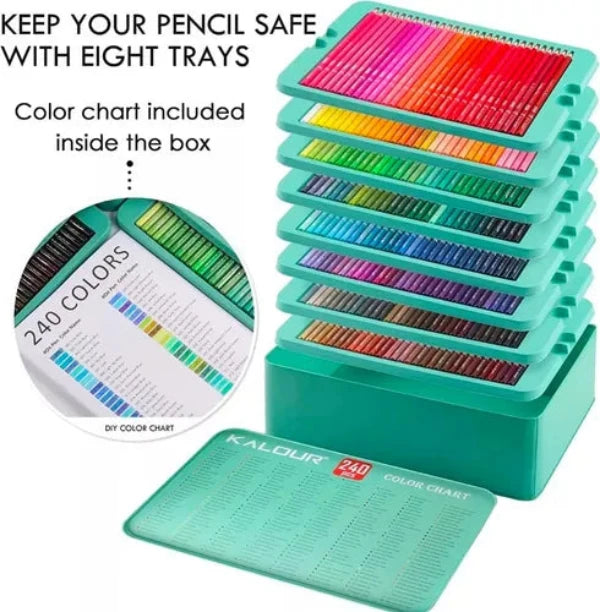Set 240 Lápices Color Arte Profesional Dibujo Caja Metálica