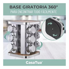 Especiero Cocina Giratorio 12 Condimentos Acero Inoxidable